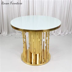 Table de gâteau de mariage ronde en acier inoxydable doré de luxe