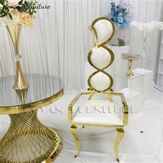 Chaises de salle à manger avec accoudoirs tapissés en or de mariage